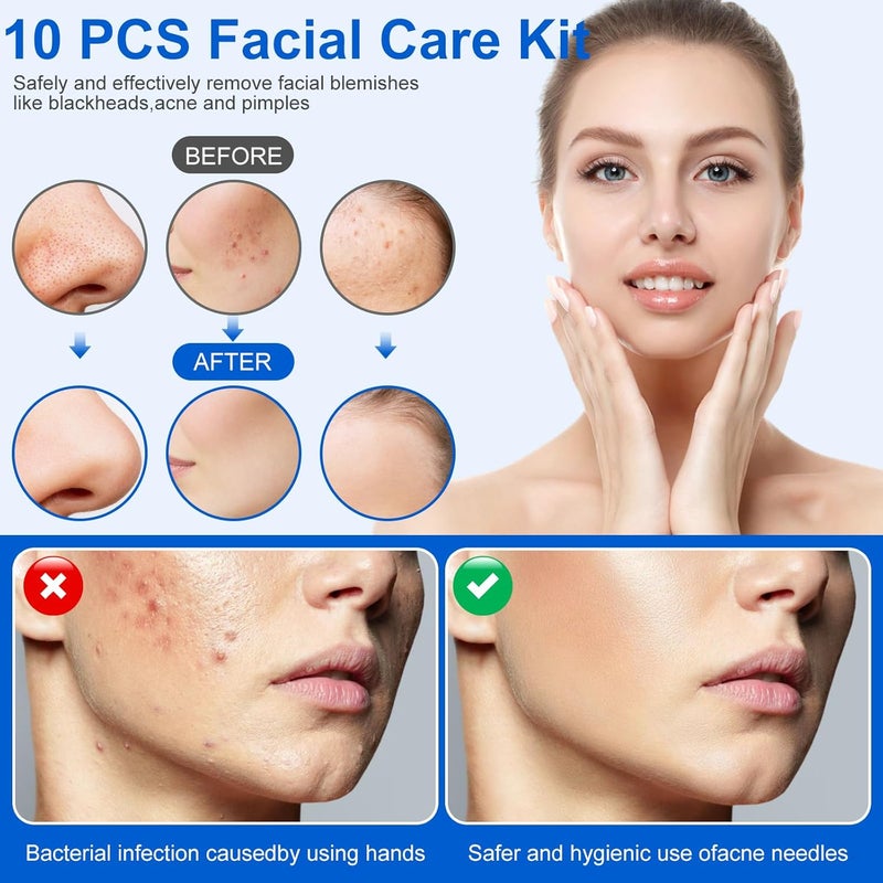 Baxrou Pimple Popper Tool Kit,10 Pcs Professional Blackhead Remover Comedones Extractor for Easy Removal for Pimples,Blackheads,Zit Removing, Facial and Nose, Acne Removal Kit with Metal Box (Silver) - Image 5